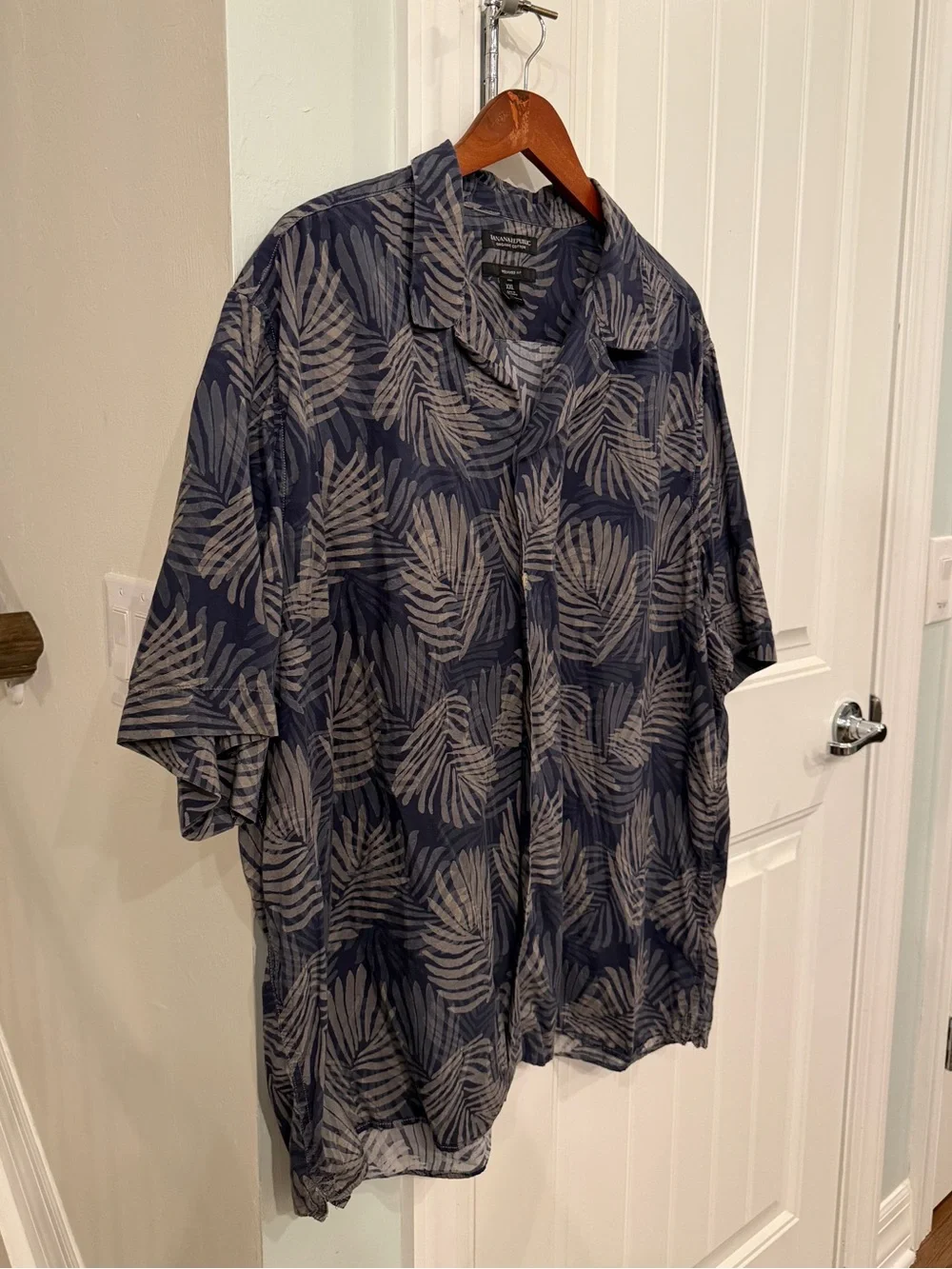 Banana Republic XXL Tall Organic Cotton Tropical Palm Print Camp Collar Shirt